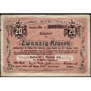 Czechoslovakia. 20 Kronen 1918 Aussig