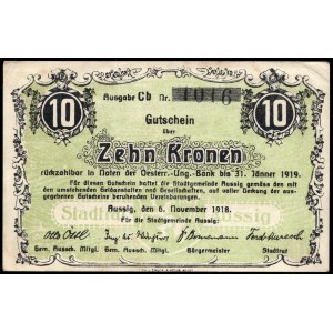 Czechoslovakia. 10 Kronen 1918 Aussig