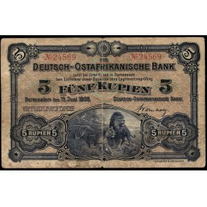 German East Africa. 5 Rupien 1905
