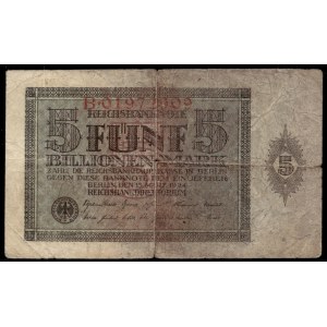 Germany. 5 Trillion Marks Billionen 1924