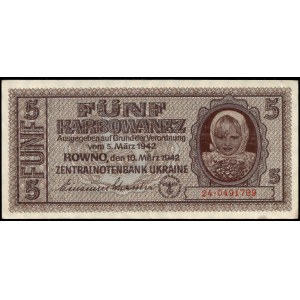 Ukraine. 5 Karbowanez 1942 German Occupation