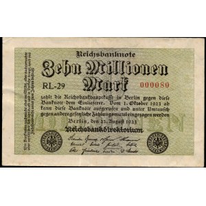 Germany. Berlin 10 Million Mark 1923 Low S/N 80