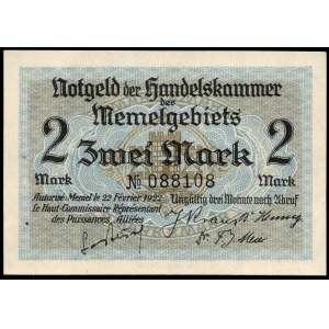 Lithuania. 2 Mark 1922 Memel