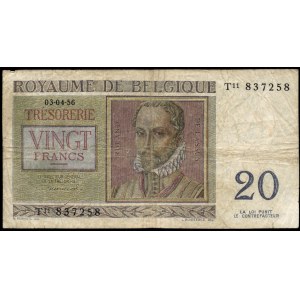 Belgium. 20 Francs 1956