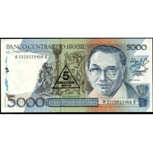Brazil. 5 Cruzados Novos 1989