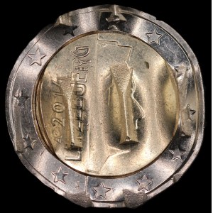 Luxembourg. 2 Euros 2014 Mint Error Waffle Cancelled