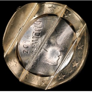 Luxembourg. 1 Euro 2014 Mint Error Waffle Cancelled