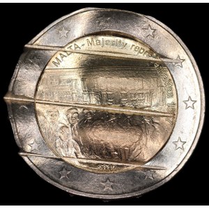 Malta. 2 Euros 2012 Mint Error Waffle Cancelled