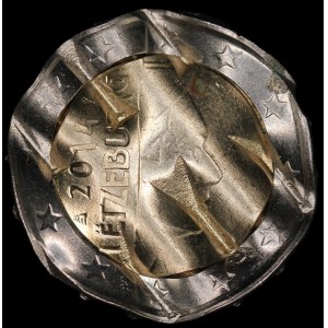 Luxembourg. 2 Euros 2014 Mint Error Waffle Cancelled