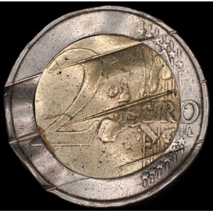 Germany. 2 Euros 2002 Mint Error Waffle Cancelled
