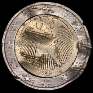 Germany. 2 Euros 2002 Mint Error Waffle Cancelled