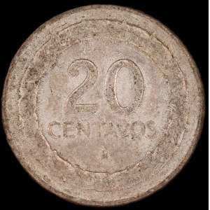 Colombia. 20 Centavos 1945 Bogota Silver