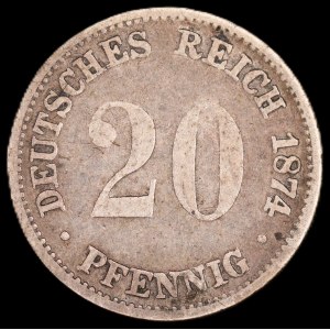 Germany. Empire 20 Pfennig 1874 B Hannover Silver