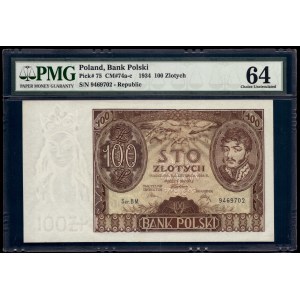 Poland. 1934 100 Zlotych Dodatkowy Znak Wodny +X+