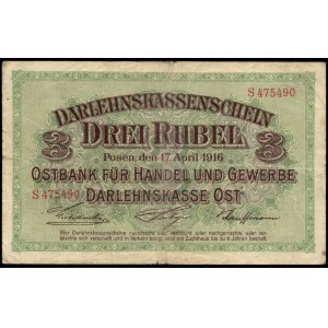 Poland. Poznań 1916 S 3 Ruble Ober Ost
