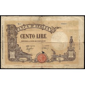 Italy. 100 Lire 1942 Prefix B/2