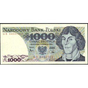 Poland. 1982 1000 Zlotych Prefix GB