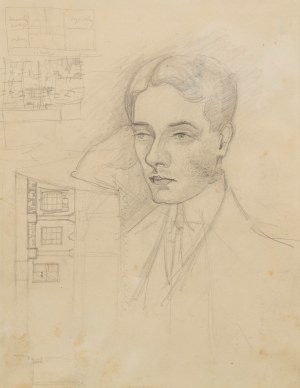 Tadeusz Makowski (1882 Oświęcim - 1932 Paryż), Szkic portretowy młodego mężczyzny