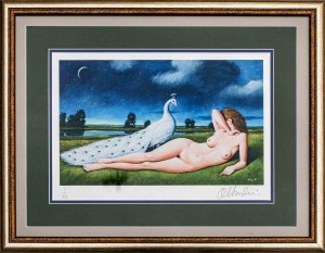 Rafal Olbinski, Peacock Eyes I of XX, 2024