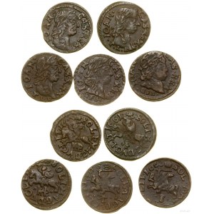 Poland, set: 5 x copper shilling (boratine), 1661-1665, Ujazdów, Oliva, Vilnius, Kaunas