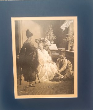 Elwiro Michał ANDRIOLLI (1836-1893), Toaleta Zosi - z cyklu ilustracji do „Pana Tadeusza”, 1882
