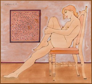 Henryk Plóciennik (1933 Lodz - 2020 ), Nude on a chair sideways, 1995