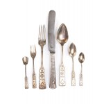 First National Plated, Silver and Metalware Factory M. Jarra, Cracow, Zakopane-style cutlery set, early 20th century.