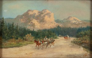 Tadeusz Rybkowski (1848 Kielce - 1926 Lwów), Góralski zaprzęg na tle Murania, 1909 (?)