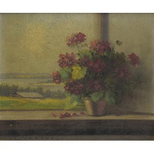 Painter unspecified, Flowers on the window