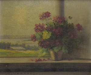 Painter unspecified, Flowers on the window