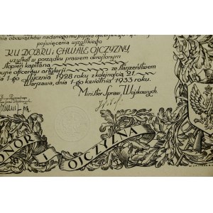 II RP, patent oficerski dla kapitana z Korpusu Artylerii, 1928 (755)