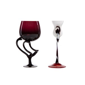 Two decorative goblets, Makora Krosno