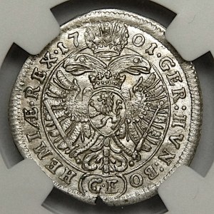 Bohême, Léopold Ier, 3 krajcars 1701 GE, Prague