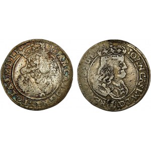Jan II Kazimierz, zestaw: szóstak 1666 AT i 1667 TLB SUE (?) Bydgoszcz