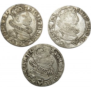 Sigismund III Vasa, set of sixpences 1623 (rare with dots in the date), 1625, 1626, Cracow