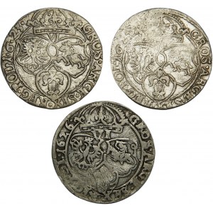 Sigismund III Vasa, set of sixpences 1623 (rare with dots in the date), 1625, 1626, Cracow