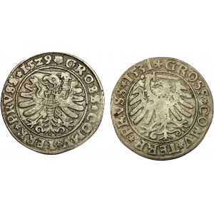 Zygmunt I Stary, zestaw grosz 1529 i 1531, Toruń, PRVS/PRVSS, PRVS/PRVSS