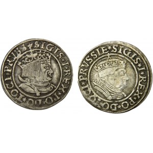 Sigismund I the Old, penny set 1534 and 1535 Torun PRVSS/PRVSSI and PRVSSIE/PRVSSIE