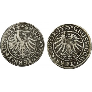 Sigismund I the Old, penny set 1534 and 1535 Torun PRVSS/PRVSSI and PRVSSIE/PRVSSIE