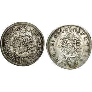 Węgry, Leopold I, zestaw 15 krajcarów 1678 i 1683, Kemnica