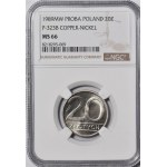 PRÓBA MIEDZIONIKIEL, 20 gold 1989, inscription PRÓBA reversed, mintage a few pieces.