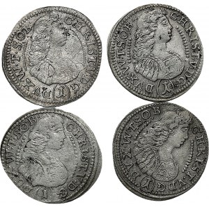 Śląsk, Księstwo Oleśnickie, Krystian Ulryk, zestaw 1 krajcar 1682, 1683, 1684, 1685
