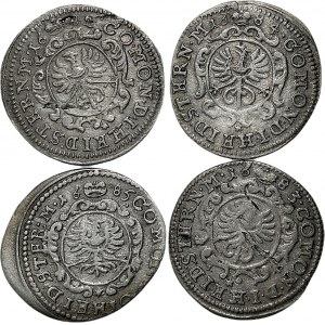 Śląsk, Księstwo Oleśnickie, Krystian Ulryk, zestaw 1 krajcar 1682, 1683, 1684, 1685