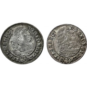 Śląsk, Jerzy III Brzeski, zestaw 3 krajcary 1660 i 1661 EW, Brzeg