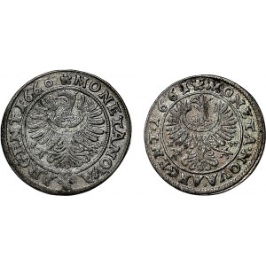 Śląsk, Jerzy III Brzeski, zestaw 3 krajcary 1660 i 1661 EW, Brzeg
