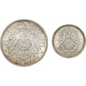 Niemcy, zestaw: 2 marki 1901 i 50 fenigów 1876