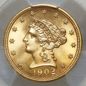 USA, 2 1/2 dolára 1902