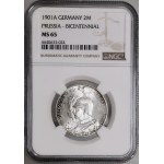 Niemcy, Prusy, Wilhelm II, 2 marki 1901 A, 200 Lat Królestwa Prus
