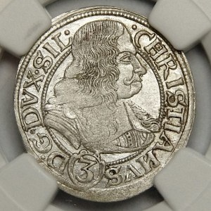 Silesia, Krystian Wolowski, 3 krajcary 1668 CB, Brzeg