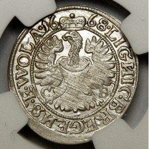 Silesia, Krystian Wolowski, 3 krajcary 1668 CB, Brzeg